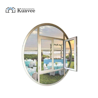 Ventanas de Aluminio con Rejilla de Arco de Vidrio Resistentes a Huracanes, Ventanas Interiores de Aluminio para Villas, Ventana Especial Redonda Triangular Acristalada