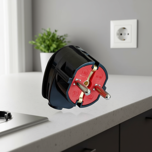 Prise Schuko angulaire noire mâle 16A 250V IP20 Connecteur électrique - Product Image 3