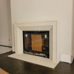 Newstar Simple Modern Design Hand Carved Interior Home Decoration Beige Color White Limestone <strong>Fireplace</strong> <strong>Mantle</strong> - Product Image 2