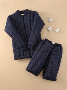 Conjunto de Chaqueta Bomber Hecha a Mano y Pantalones de Cintura Alta para Hombre, Invierno, Grueso, Cálido, Holgado, con Estampado de Corazones, Estilo Urbano para Papá y Abuelo - Product Image 4