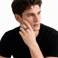 Bague Aile d'Ange en Acier Inoxydable pour Homme, Réglable, Motif Plumes, Style Biker Gothique Vintage, Anti-ternissement, Personnalisable OEM