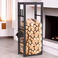 Porte-bûches moderne en fer forgé personnalisé pour le stockage de bois de chauffage intérieur/extérieur