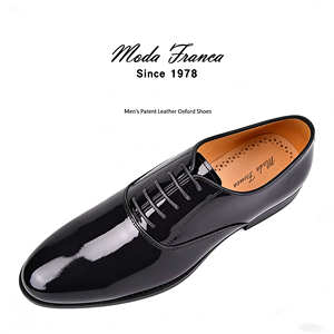 Chaussures habillées pour hommes en cuir véritable verni brillant à lacets, style britannique, respirantes et imperméables - Product Image 3