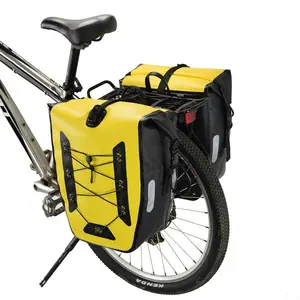 100% À Prova D' Água 500D PVC 25L Dobrável Assento de Bicicleta Pannier Carry Bag Pannier Bicicleta Dupla Traseira Bike Bag bicicletas mochila