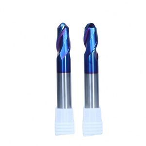 <b>Machining</b> Services Blue Nano Coated Stainless Steel Ball End Milling Cutter HRC65-72 Hardness 2 Blades 45 Spiral Angle for - Product Image 1