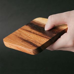 Factory Wholesale Creative Solid Wood <b>Coasters</b> for Home Use Square and Round Simple Design Desktop Heat Insulation <b>Coaster</b> <b>Set</b> - Product Image 2
