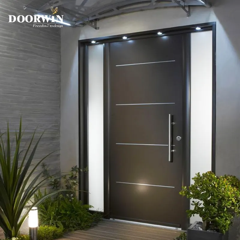 Doorwin American Red Oak Front Doors Luxury Solid Wood Entrance Doors With Glass Material Modern Houses Exterior Entry Doors