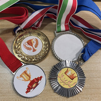 Médaille de sublimation double face en alliage de zinc vierge avec ruban pour la vente en gros