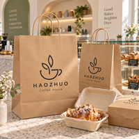 Sac en papier kraft recyclable personnalisé avec impression de logo, écologique, pour emballage alimentaire, café, gâteaux et plats à emporter