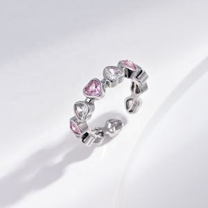 wholesale 925 plata jewelry sterling silver butterfly <b>ring</b> fine wedding green stone women heart colorful zircon <b>adjustable</b> <b>rings</b> - Product Image 4