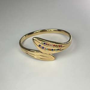 กำไลข้อมือแฟชั่น สแตนเลสสตีล 316L ชุบทอง PVD ประดับด้วยหินหลากสี สำหรับผู้หญิง - Product Image 1