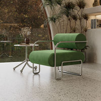Ensemble de fauteuils modernes à un seul accoudoir en tissu velours pour salon, chambre, réception d'hôtel, balcon, usage durable en appartement ou café