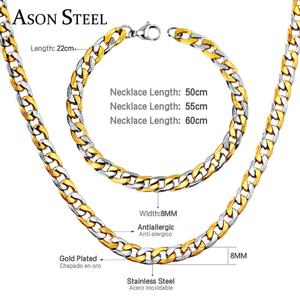 Juego de Joyería de Acero Inoxidable 316 para Hombre, Collar y Pulsera con Cierres Magnéticos de Acero Inoxidable, Juego de Cadenas Chapadas en Oro - Product Image 5