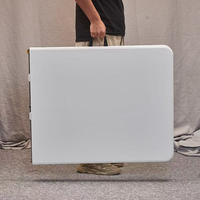 Table pliante moderne en plastique blanc avec pieds en métal, portable, pliable, pour extérieur, parc, jardin, fête, mariage, pique-nique, restauration, maison, vente en gros