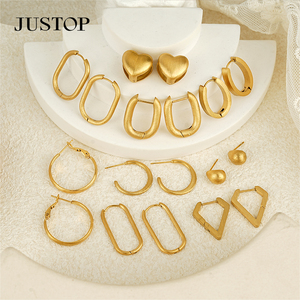 Pendientes de Aro Vintage con Forma de Corazón, Acero Inoxidable, Chapado en Oro de 18K, Resistentes al Agua, Hipoalergénicos, Joyería de Moda para Mujer - Product Image 1