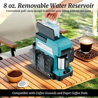 Cafetière sans fil pour batterie Makita 18V, 3 options de préparation, cafetière à filtre avec moulin à café, portable, individuelle