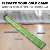 Ensemble de pratique d'entraînement de putter de golf d'intérieur en bois de haute qualité Mini tapis d'entraînement de putting de golf avec retour de balle