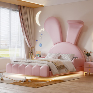 <span class=keywords><strong>Letto</strong></span> Moderno e Lussuoso per Bambini in Stile Coniglio, con Interni in Morbida Pelle e Struttura in Legno, Adatto come <span class=keywords><strong>Letto</strong></span> Familiare - Product Image 1