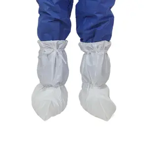 waterproof non woven white anti slip film surgical boot with strap overshoes shoe covers disposable