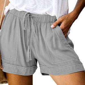 โรงงานเสื้อผ้าสำหรับใส่ทุกวัน ราคาขายส่ง กางเกงขาสั้นลำลองสำหรับผู้หญิง ฤดูร้อน รับทำโลโก้ ทันสมัย น้ำหนักเบา ผ้าแคนวาสคุณภาพสูง - Product Image 1