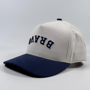 New Fashion Upside Down Two Tone Structured 5 Panel Baseball Cap Custom Puff 3d Embroidered Name <strong>Navy</strong> Trucker <strong>Hats</strong> for Wedding - Product Image 1
