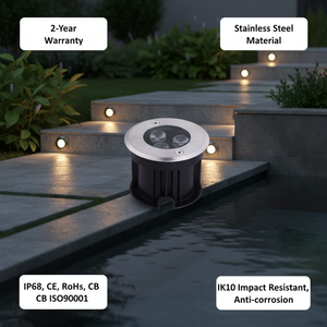 Ip68 Étanche Horizontal Rgb LED Souterrain Extérieur Plancher Encastré Lumières Pont Inground Étape Sol Enterré Lampe Enterrée 24v 12v 3000K - Product Image 1