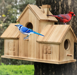 Prix de gros, grande nichoir en bois décorative, nichoir suspendu, cadeau pour les amoureux des oiseaux, mangeoire à oiseaux - Product Image 1
