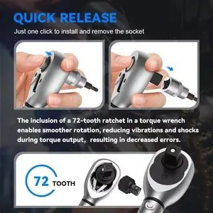 مفتاح عزم دوران مربع 3/8 بوصة و1/2 بوصة، 40-220 نيوتن متر، دقة 3٪، أدوات يدوية لإصلاح الدراجات والسيارات، مفتاح ربط ثنائي الاتجاه 5-60 نيوتن متر - Product Image 4
