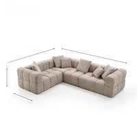 Canapé d'angle en tissu touffeté style moderne, sans cadre, en forme de L, pour salon, ensemble de meubles modulaires compressés sous vide