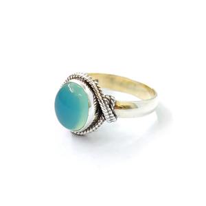 Bague en chalcédoine aqua, argent sterling 925, bague en pierres précieuses, collection réglable, bagues fines, bijoux en argent, prix de gros - Product Image 2