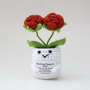 Rosas Mini Lindas al por Mayor, Ramo de Flores de Ganchillo Hecho a Mano para Apoyo Emocional, en Maceta con Tarjetas, para Regalo de San Valentín o Adorno - Product Image 1