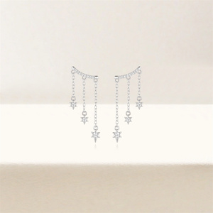 Nouvelles boucles d'oreilles clous en argent sterling 925 plaqué or avec zircon étoile à huit branches pour femme, idéales pour mariage et soirée - Product Image 2