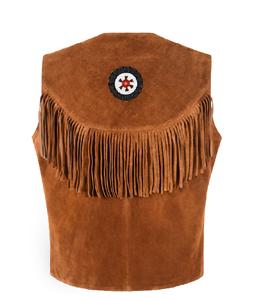 Chaleco de Hombre Personalizado 100% Cuero Genuino de Ante Color Bronceado con Flecos, Detalle de Flecos, Marca Privada, OEM, Venta al por Mayor, Estilo Urbano de Moda - Product Image 4