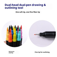 Ensemble de stylos à pointe double grande capacité pour aquarelle, adaptés aux enfants, pour gribouiller, dessiner, lavables, non tachants, marqueurs colorés