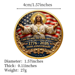Moneda Conmemorativa Stock God Bless <span class=keywords><strong>America</strong></span>, Artesanía Metálica, Decoración con Temática Bíblica de Cruz y Paloma, Recuerdo Coleccionable para Festivales - Product Image 4