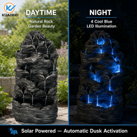 Fontaine d'eau solaire LED en résine faite à la main, cascade de roche, résistante aux intempéries, pour extérieur, villa, pelouse, jardin artificiel
