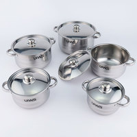 Ensemble de 10 casseroles en acier inoxydable écologiques, design minimaliste, casserole à soupe de cuisine, couvercle, argent, batterie de cuisine en acier inoxydable