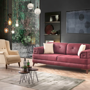 Luxury Red Win Color Fabric <b>Sofa</b> <b>Bed</b> Set/Couch Convertible Extendable Three Seat Minimalist Design for Living Room Home - Product Image 3