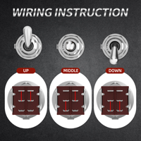 Interrupteur à bascule pour guitare/amp Fat Bat DPDT 6 broches 3 positions ON-ON-ON, interrupteur de guitare scellé avec grande poignée, interrupteur à bascule miniature pour guitare