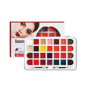 พาเลทเคลือบลิป28สีกันน้ำติดทนนานพร้อมแปรงทาปาก