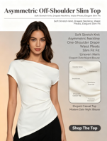 Atasan Wanita Putih Asimetris Off-Shoulder Slim Fit 2026, 100% Katun Rajut Lembut dan Elastis, Ramah Lingkungan, Elegan, Kasual, Cocok untuk Musim Panas