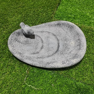Baño <span class=keywords><strong>de</strong></span> aves <span class=keywords><strong>de</strong></span> cerámica gris, decoración <span class=keywords><strong>de</strong></span> <span class=keywords><strong>jardín</strong></span>, forma ovalada personalizada, <span class=keywords><strong>para</strong></span> exteriores - Product Image 3