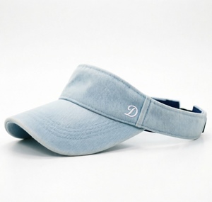 Custom New Arrival Custom Logo Unisex Denim Visor Cap Breathable Summer Sun <b>Hat</b> for Golf Tennis Beach Travel - Product Image 3