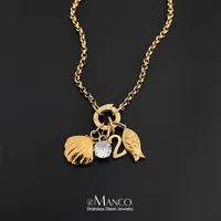 Collier en Chaîne de Corde en Acier Inoxydable eManco, Style Ludique Naturel avec Pendentif Numérique Coquillage, Bijoux DIY, Expédition en 48 Heures