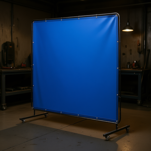 Cortina de Protección para Soldadura Azul de 6 x 8 Pies, con Marco de Nailon, Ruedas Giratorias Bloqueables y Protección UV - Product Image 2