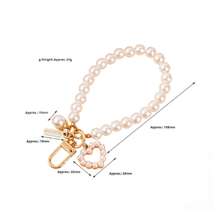 Bag Phone <b>Keyrings</b> Earphone case Charm for <b>Women</b> Wristlet Key Chain Jewelry Pearls White Tassel Drop Diy Shell Bracelet Keychain - Product Image 6