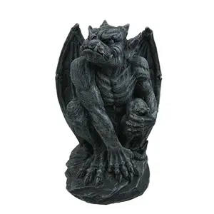 Poised Protector Winged Gargoyle Statue Guardian Dark Grey Color; ガーデン像ガーゴイル; 像ダgiardinoガーゴイル