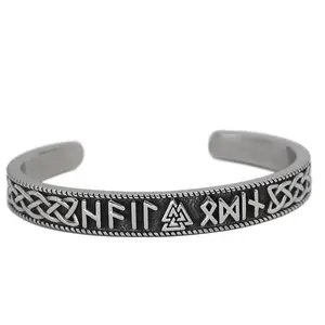 C ayarlanabilir Viking paslanmaz çelik Norse Viking takı kol bandı erkekler için Viking bilezik Runes manşet bilezik bileklik bilezik
