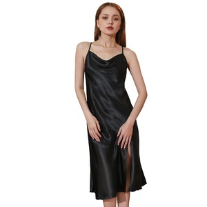 Sleeveless Satin <strong>Long</strong> Dress Knee Length <strong>slip</strong> for Women Nightgown Plus Size Women's Sleepwear - Product Image 2