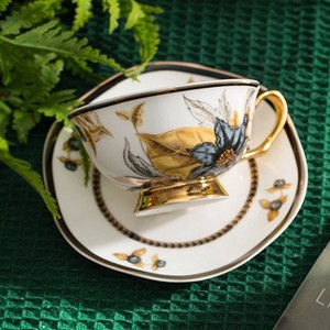 Classic Arabian Coffee <b>Espresso</b> <b>Cup</b> Saucer Set Eco-Friendly Bone China Glaze Finish Dishwasher Safe Heat Resistant for Festival - Product Image 4